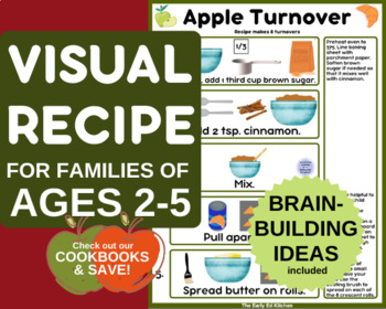 Preview of Apple Turnover Visual Recipe for Toddlers, Simple Preschool Homeschool Activity