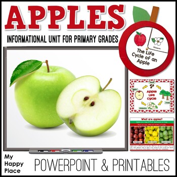 Preview of Apple Unit – All About Apples PowerPoint – Craft, Hat, Activities