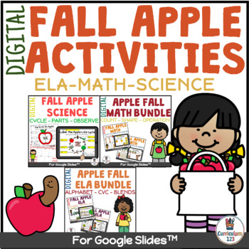 Preview of Apple Unit For Kindergarten Digital Activities Math Science And Literacy