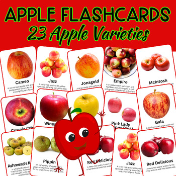 Preview of Apple Varieties Flashcards - 23 Real Images for Spring March