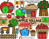 Apple Village Clip Art - Apple Orchard Town - Tree House - PNG