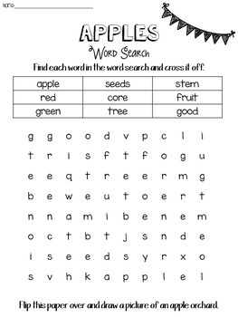 Apple Word Search FREE by Mandi Moore | TPT