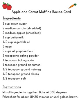 Apple and Carrot Muffin Recipe Card Printable by Gayle's Goodies
