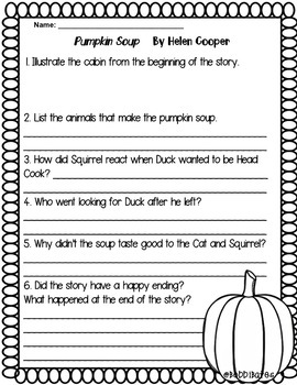 Pumpkin Books Comprehension Questions by Bobbi Bates | TpT