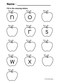 Apple theme Alphabet fill in the blank by Crafter Feather | TpT