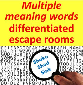 Preview of Multiple Meaning Words virtual escape rooms (6 in 1)