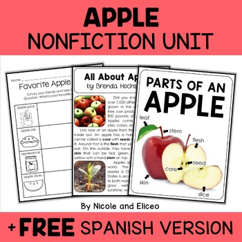 Preview of Apple Activities Nonfiction Unit + FREE Spanish