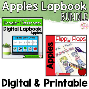 Preview of Apples Activities Interactive Notebook Digital and Printable Bundle