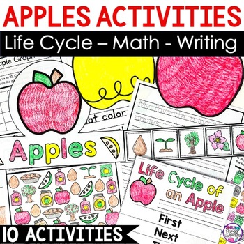 Preview of Apples Activities Pack Life Cycle Flip Book Puzzles Apple Craft Bulletin Board