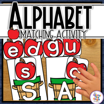 Preview of Apples Alphabet Letter Matching Uppercase and Lowercase Task Cards