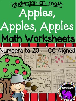 Apples, Apples, Apples Math Worksheets for Kindergarten - Numbers to 20