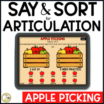 Preview of Fall Apples Articulation Say & Sort - Digital Speech Progress Monitoring