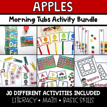 Preview of Apples Center Activities for Preschool & Pre-K Alphabet, Math, Fine Motor Skills