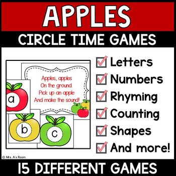 Preview of Apples Circle Time Activities for Preschool & Pre-K Alphabet, Math