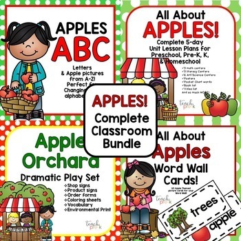 Preview of Apples Classroom Bundle: Lesson Plans, Alphabet, Dramatic Play & Word Wall