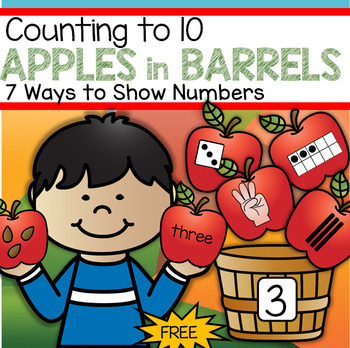 Preview of Apples Counting to 10 - Seven Ways to Show Numbers Color and BW FREE