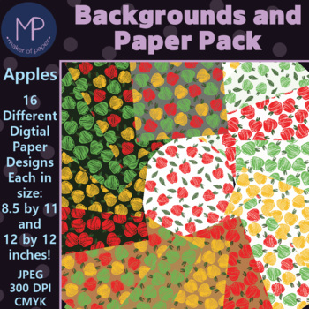 Preview of Apples (Digital Paper & Backgrounds for Worksheets, Task Cards and More)