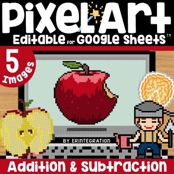 Preview of Pixel Art Math Addition and Subtraction on Google Sheets: 5 Images