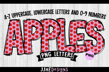 Preview of Apples Doodle Font (PNG Letters)