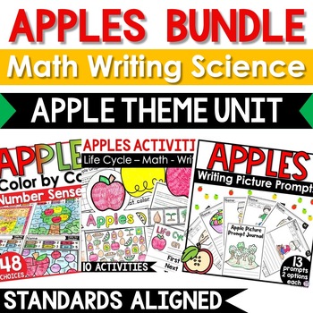 Preview of Apples Johnny Appleseed Bundle | Apple Life Cycle | Number Sense | Apple Writing