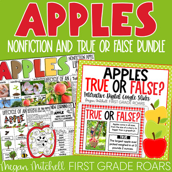 Preview of Apples Lifecycle Nonfiction Unit and True or False Google Slides Activity
