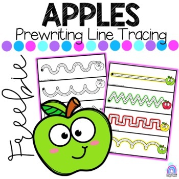 Preview of Apples Line Tracing | BTS Prewriting Activity | FREEBIE
