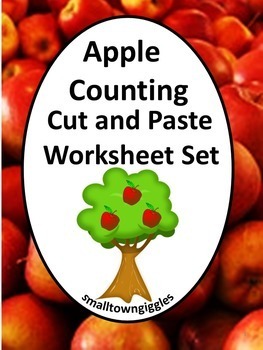 Preview of Apple Math Counting Cut and Paste Activities Addition & Subtraction Worksheets