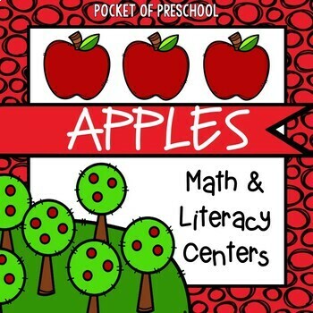 Preview of Apples Math and Literacy Centers for Preschool, Pre-K, and Kindergarten