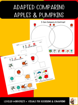 Preview of Apples & Pumpkins Describing/Compare&Contrast ADAPTED worksheet