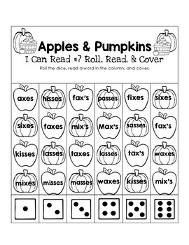 Apples & Pumpkins - I Can Read It! Roll, Read, and Cover (Lesson 7)