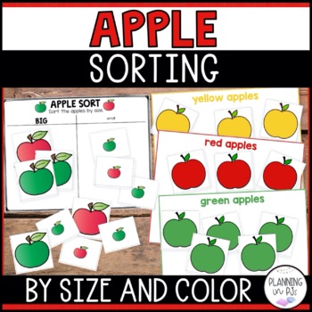 Preview of Apples Sorting By Size and Color | Kindergarten Math Sorting Mats and Worksheets