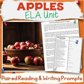 Preview of Apples Unit - Apple Day ELA Paired Reading Activities, Writing Prompts