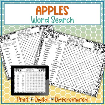Preview of Apples Word Search Puzzle Activity