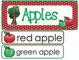 Apples Word Wall Weekly Theme Bulletin Board Labels.