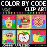 Apples and Johnny Appleseed Color by Number or Code Clip Art