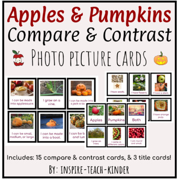 Preview of Apples and Pumpkins Compare & Contrast Cards (Montessori Inspired)