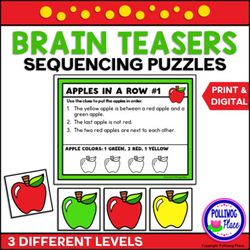 Preview of Apples in a Row Brain Teaser Sequencing Puzzles - Print and Digital
