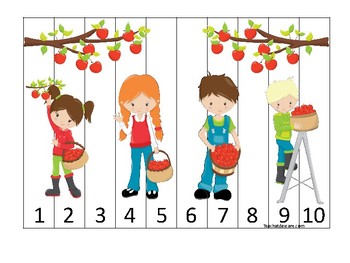 Letter A Apple Number Sequencing Puzzle numbers 1-10 Laminated 