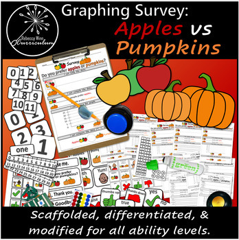 Preview of Apples vs Pumpkins Survey | Graphing Survey | Comparison | Special Education