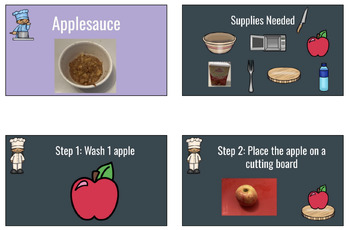 Preview of Applesauce (Special Education Visual Recipes, Sequencing)