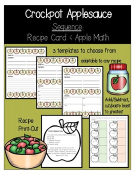 Preview of Applesauce - recipe sequence writing + math activity