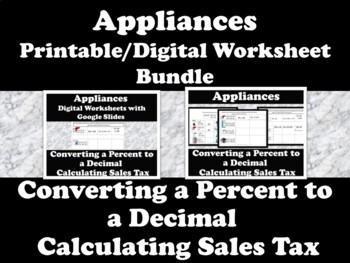 Preview of Appliances: Calculating Sales Tax Digital/ Printable Worksheet Bundle