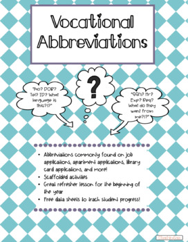 Preview of Application Abbreviations Flashcards Task box for Adult Transition Students