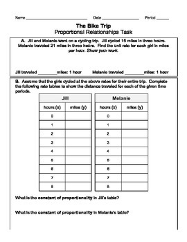 Preview of Application of Proportional Relationships: The Bike Trip