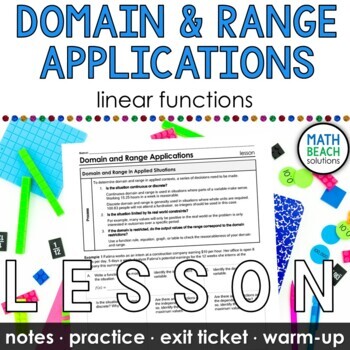 Preview of Domain and Range Applications (Linear Functions) Lesson