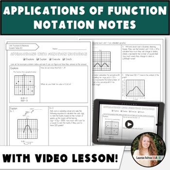 Preview of Function Notation Word Problems and Real World Applications