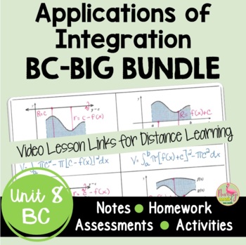Preview of Applications of Integration BIG Bundle with Video Lessons (BC Version - Unit 8)