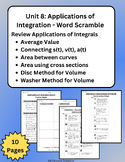 Applications of Integration Word Scramble Review - AP Calc