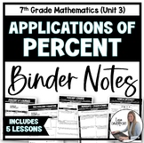 Applications of Percent - 7th Grade Math Binder Notes