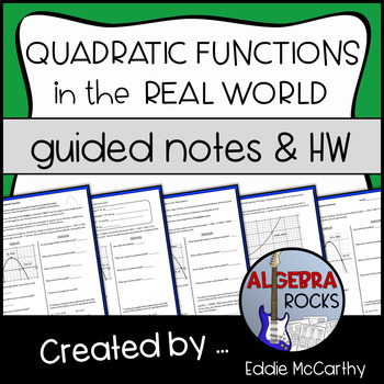 Preview of Applications of Quadratic Functions - Modeling Real World Problems Guided Notes